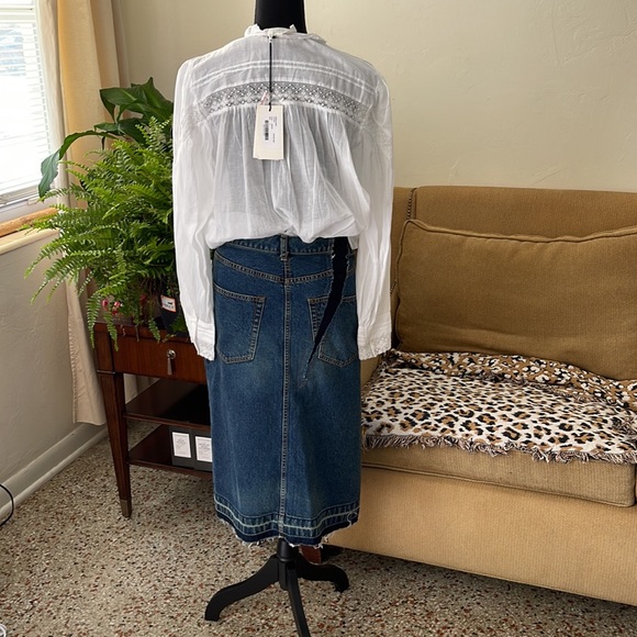 Ba&sh white 100% cotton from India size 3= M/L us . Sacai jean skirt 🥰 - Picture 2 of 5